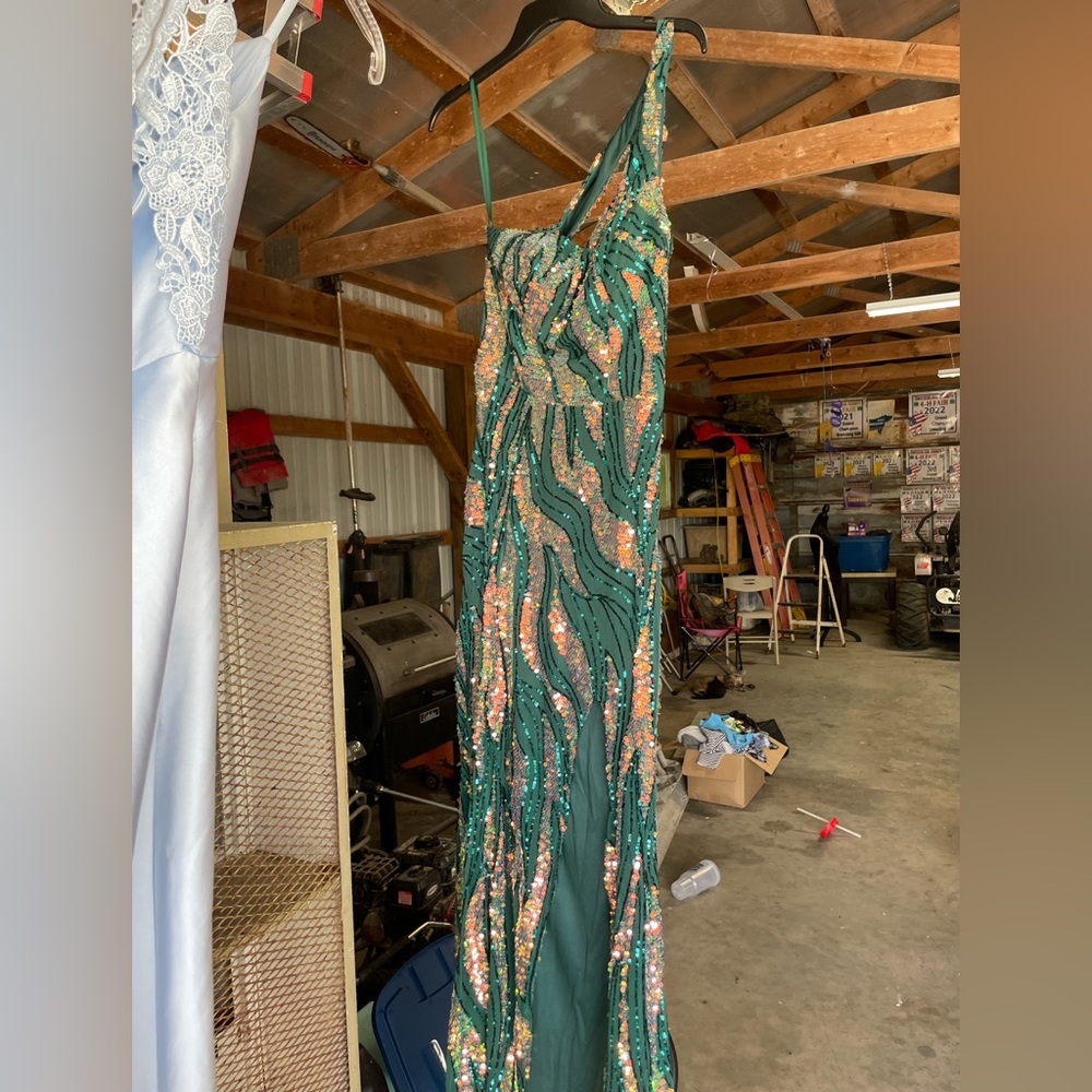 City Studio Teal Sequin Dress